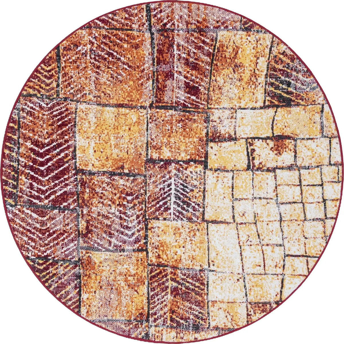 Seville Elegance Collection Area Rug - Cordoba Round Rust Red  lifestyle 58