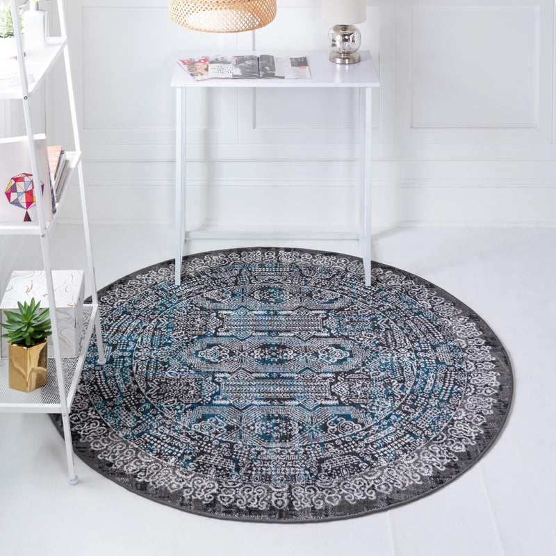 Copenhagen Comfort Collection Area Rug -  Aalborg Round Gray  lifestyle 14