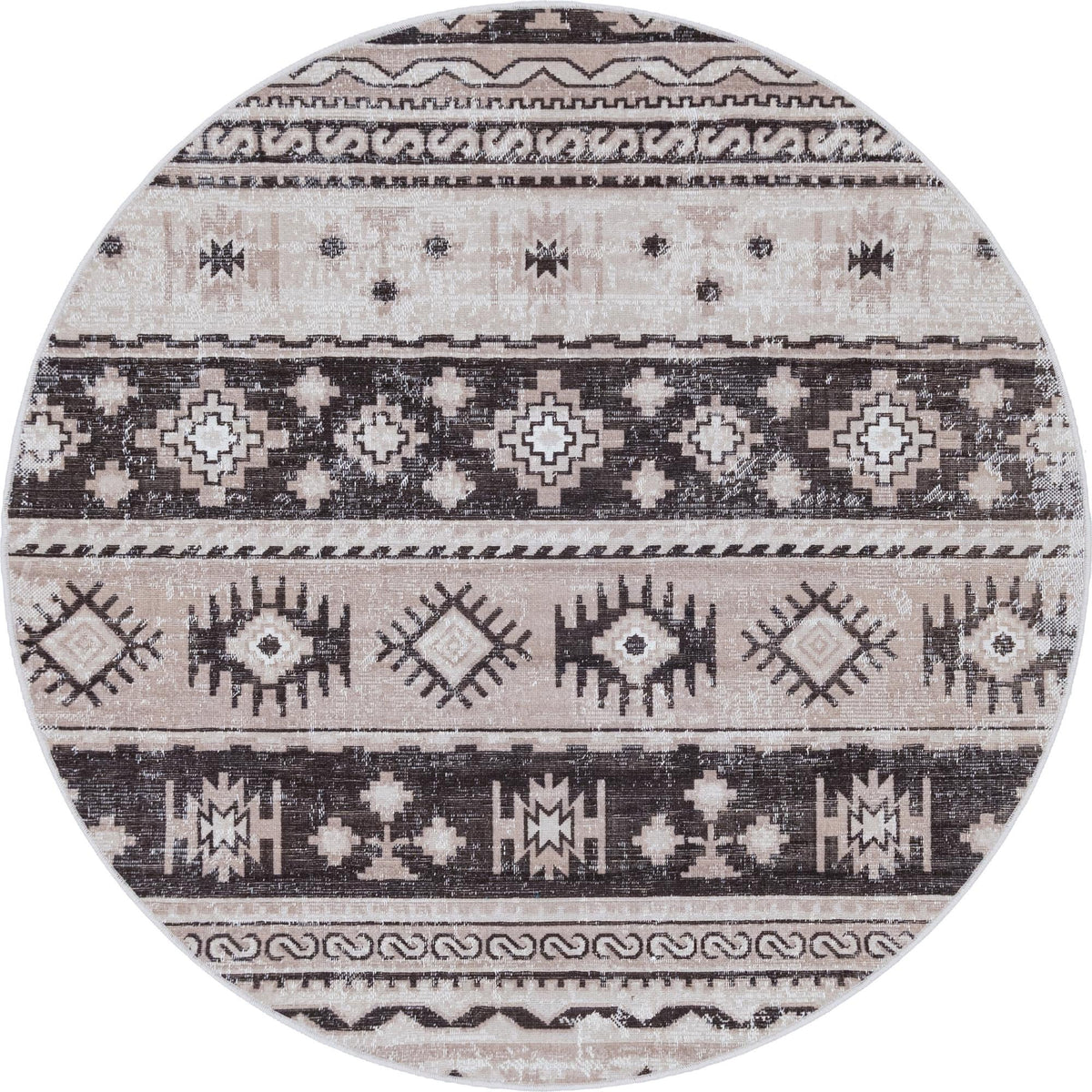 Geneva Terrace Collection Area Rug - Montreux Round Beige  lifestyle 114