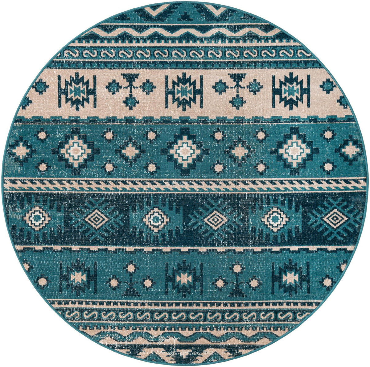 Geneva Terrace Collection Area Rug - Montreux Round Blue  lifestyle 38