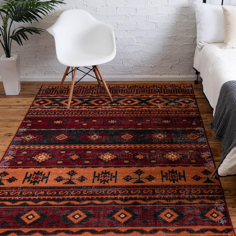 Geneva Terrace Collection Area Rug - Montreux Rectangle Rust Red  lifestyle 9