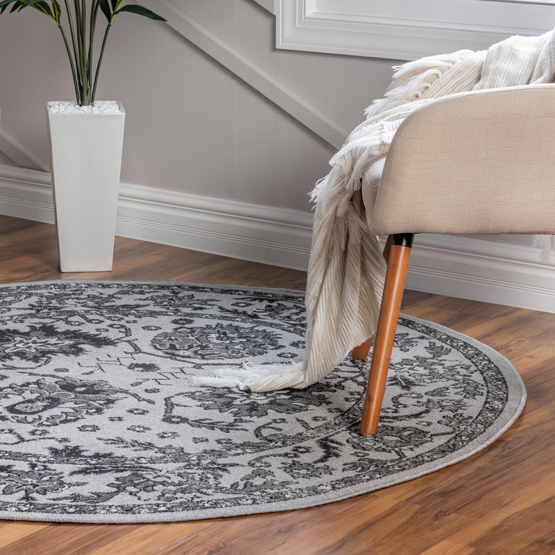 Geneva Terrace Collection Area Rug -  Lausanne Round Light Gray  lifestyle 64