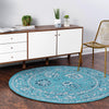 Geneva Terrace Collection Area Rug -  Lausanne Round Blue  lifestyle 48