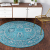 Geneva Terrace Collection Area Rug -  Lausanne Round Blue  lifestyle 60