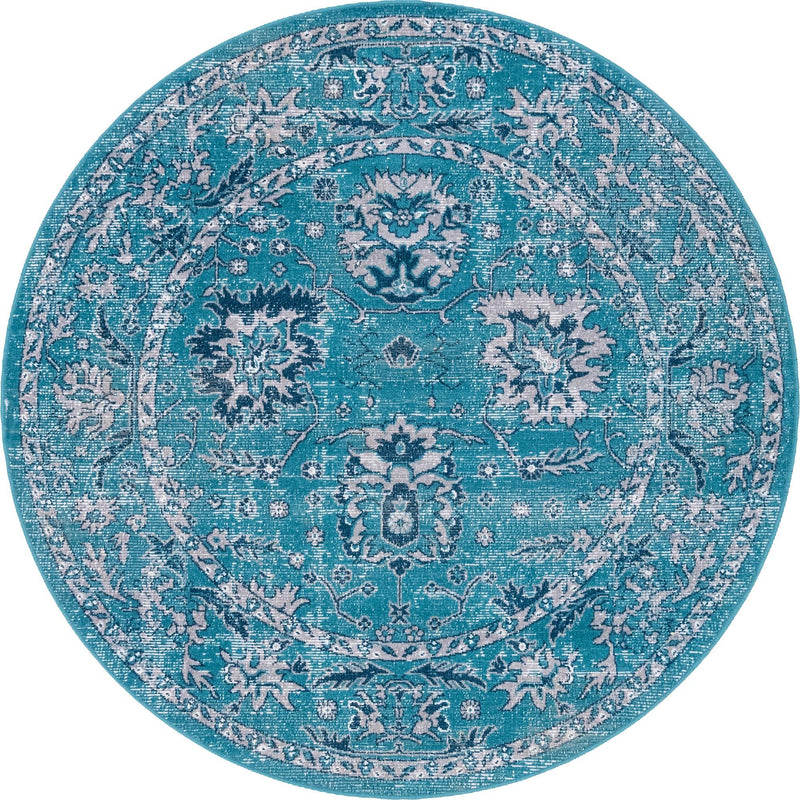 Geneva Terrace Collection Area Rug -  Lausanne Round Blue  lifestyle 42