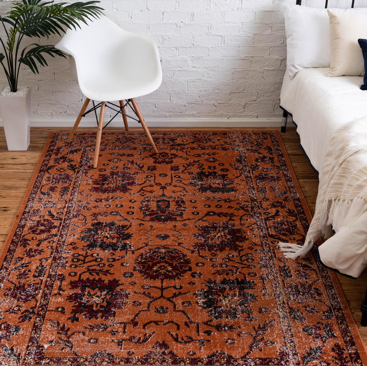 Geneva Terrace Collection Area Rug -  Lausanne Rectangle Orange  lifestyle 7