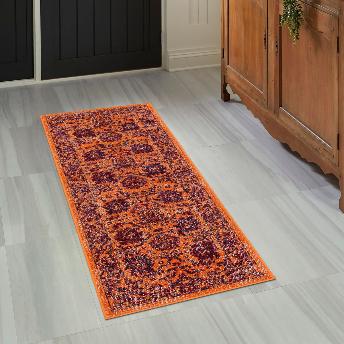 Geneva Terrace Collection Area Rug -  Lausanne Runner Orange  lifestyle 108