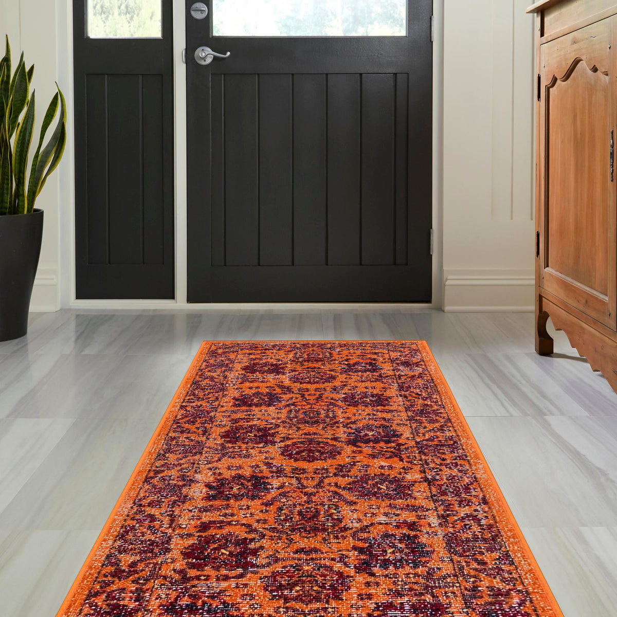 Geneva Terrace Collection Area Rug -  Lausanne Runner Orange  lifestyle 111