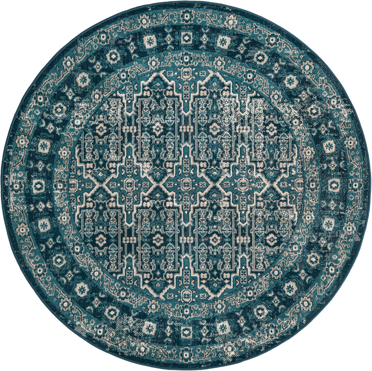Geneva Terrace Collection Area Rug -  Nyon Round Blue  lifestyle 89