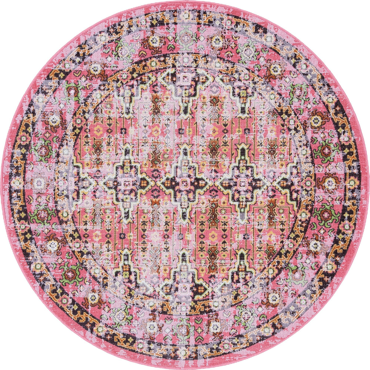 Geneva Terrace Collection Area Rug -  Nyon Round Pink  lifestyle 91
