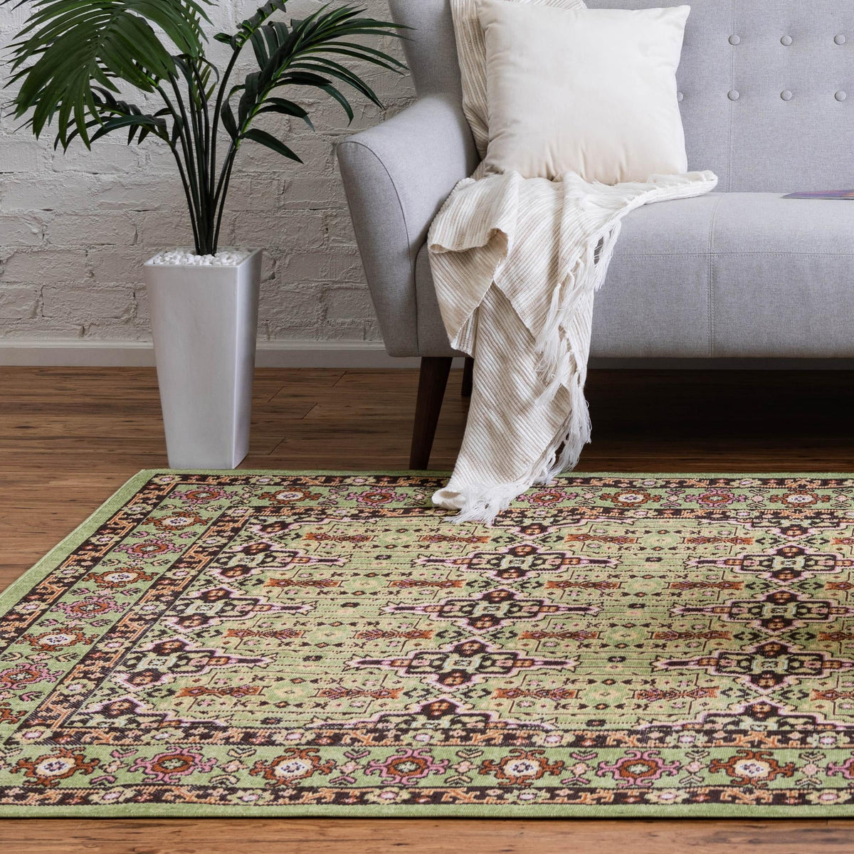 Geneva Terrace Collection Area Rug -  Nyon Rectangle Green  lifestyle 8