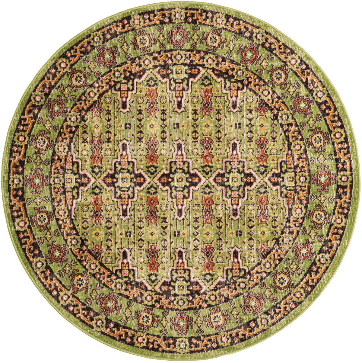Geneva Terrace Collection Area Rug -  Nyon Round Green  lifestyle 31