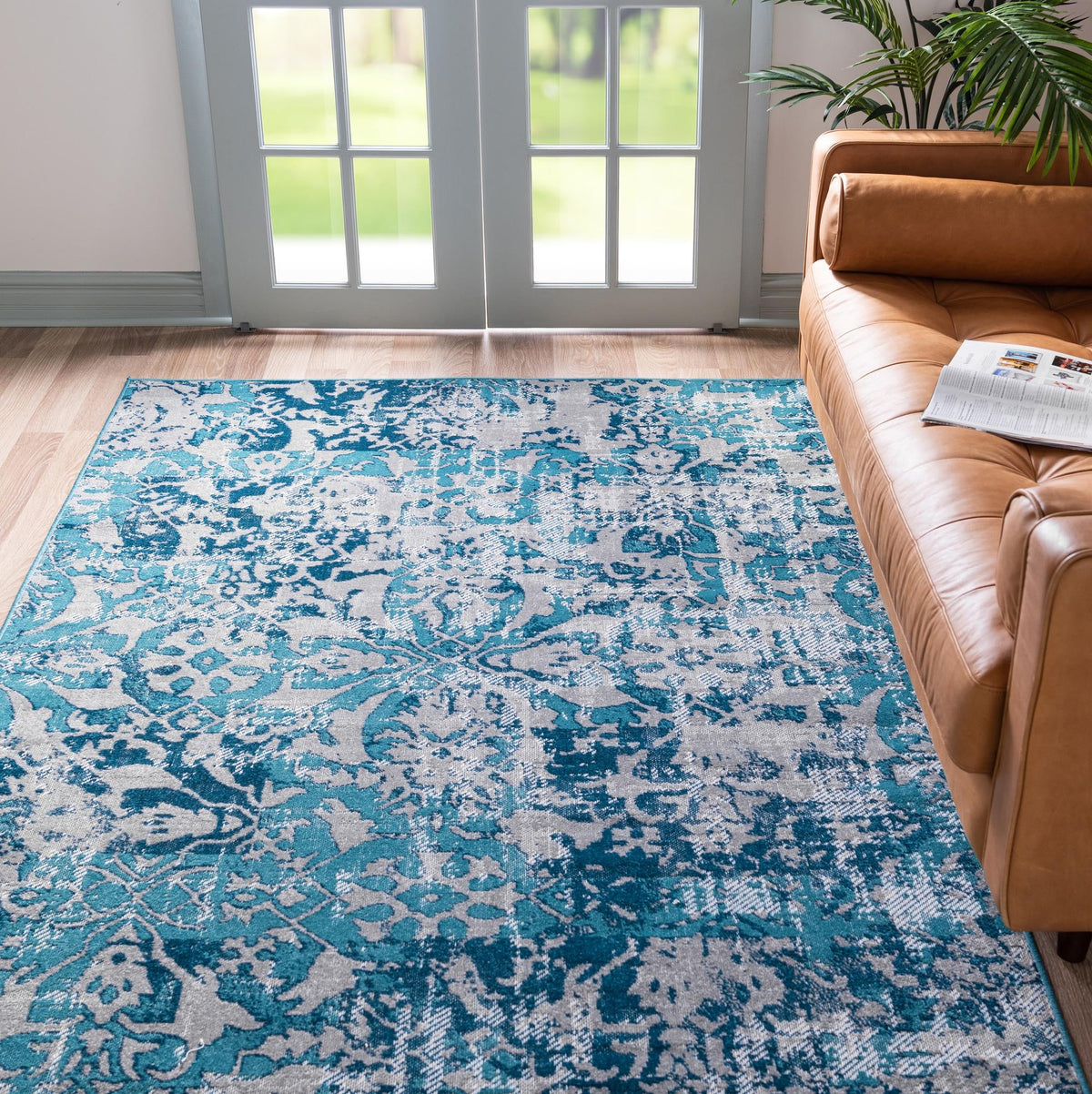 Geneva Terrace Collection Area Rug -  Morges Rectangle Blue  lifestyle 5