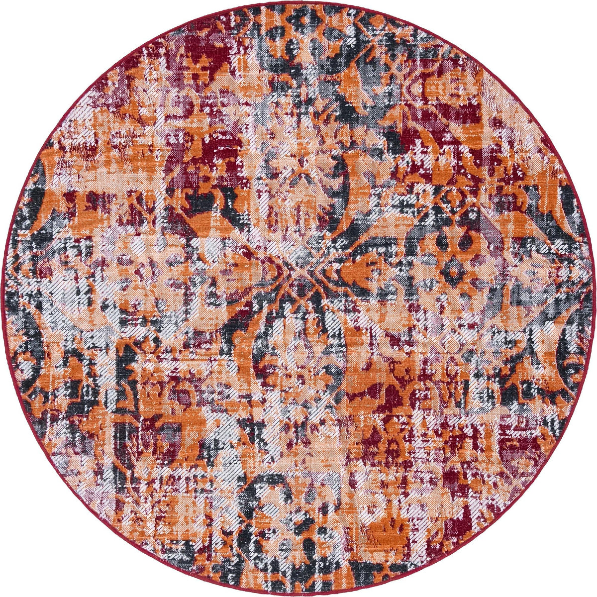 Geneva Terrace Collection Area Rug -  Morges Round Rust Red  lifestyle 84
