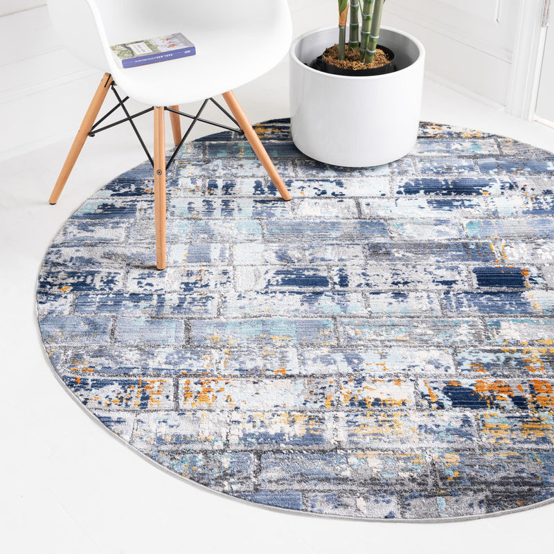 Santa Monica Sands Collection Area Rug - Venice Round Dark Gray  lifestyle 15