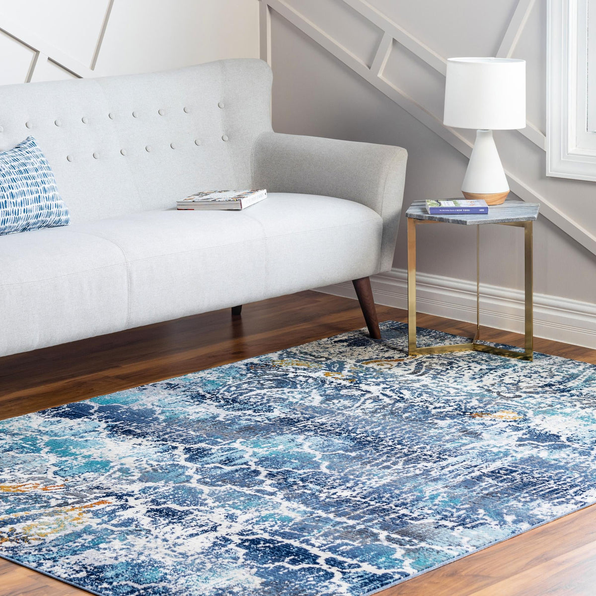 Santa Monica Sands Collection Area Rug -  Pacific Rectangle Blue  lifestyle 4