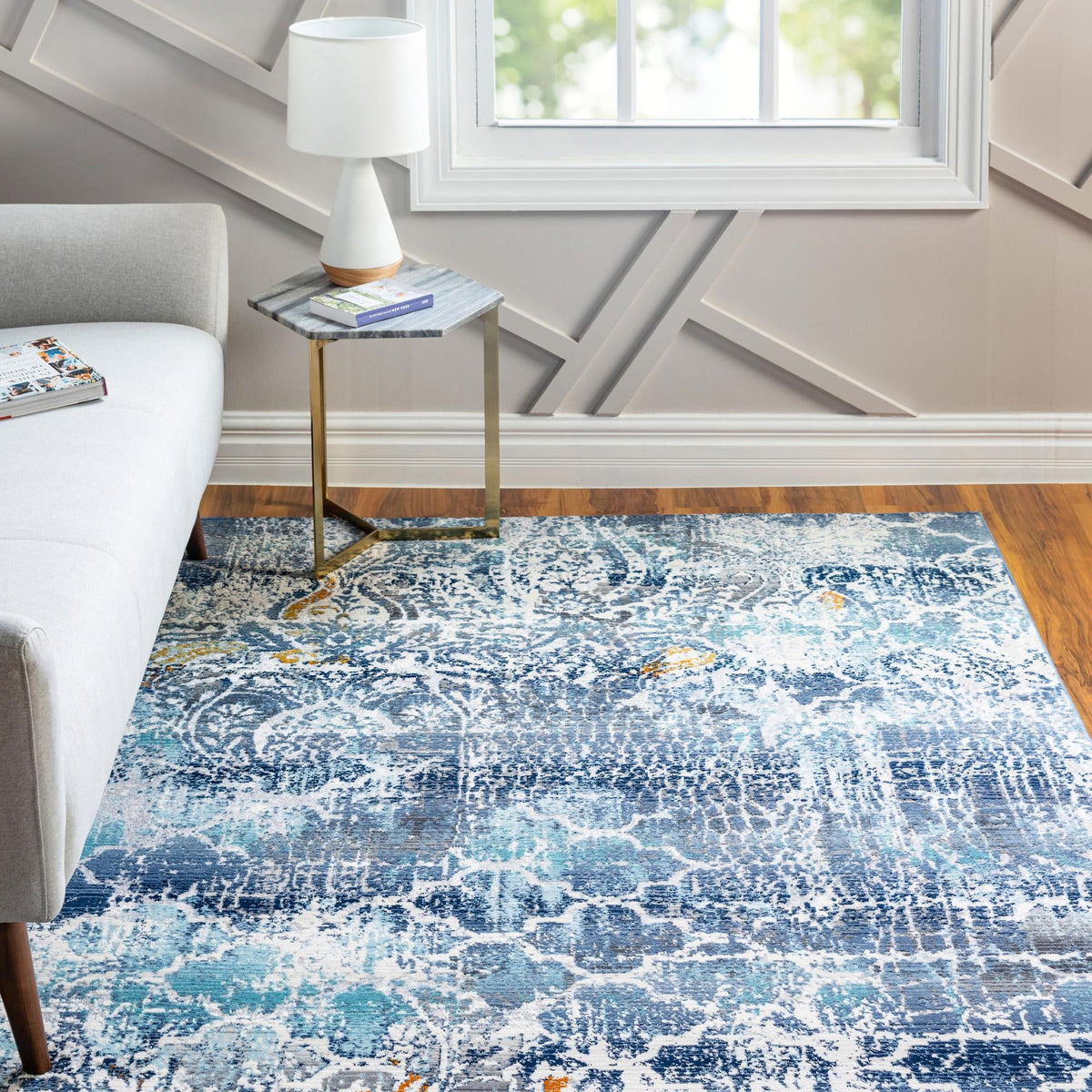 Santa Monica Sands Collection Area Rug -  Pacific Rectangle Blue  lifestyle 6