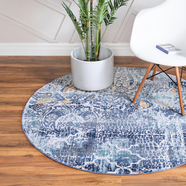 Santa Monica Sands Collection Area Rug -  Pacific Round Blue  lifestyle 36