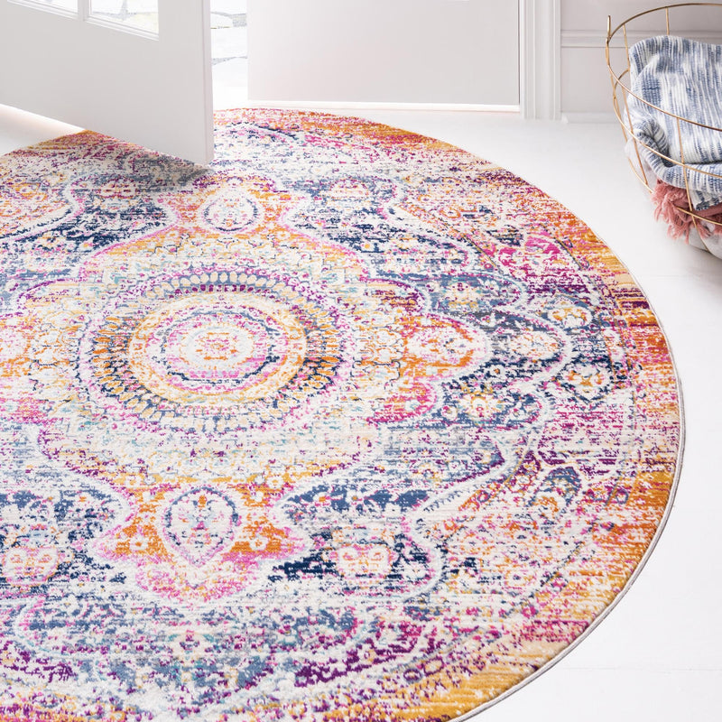 Prague Tapestry Collection Area Rug - Charles Round Red  lifestyle 27