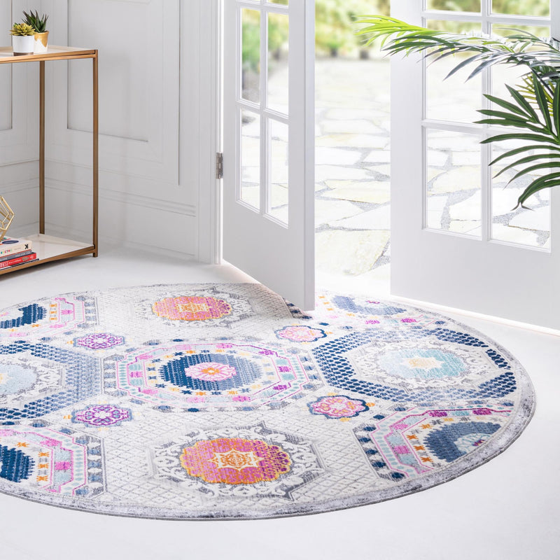 Prague Tapestry Collection Area Rug -  Petrin Round Multi  lifestyle 18