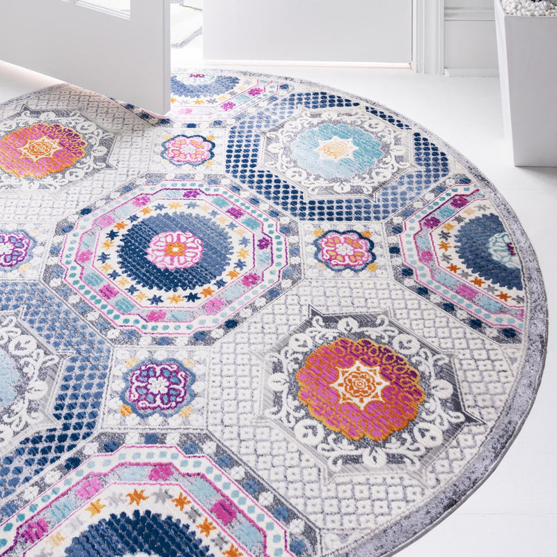 Prague Tapestry Collection Area Rug -  Petrin Round Multi  lifestyle 21
