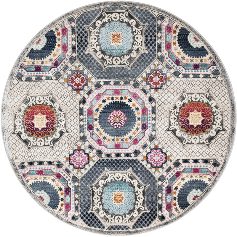 Prague Tapestry Collection Area Rug -  Petrin Round Multi  lifestyle 15