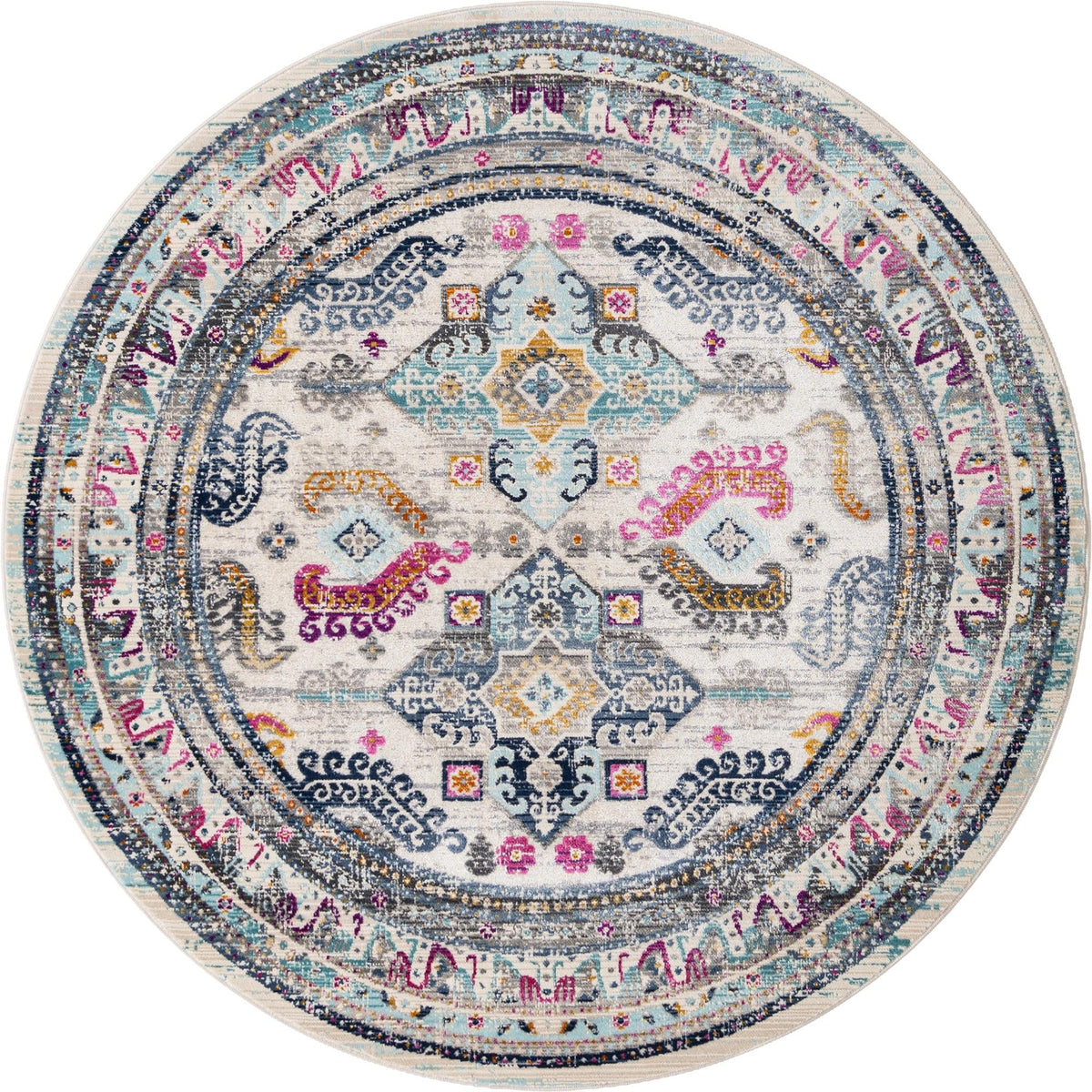 Prague Tapestry Collection Area Rug -  Karlovy Round Multi  lifestyle 15