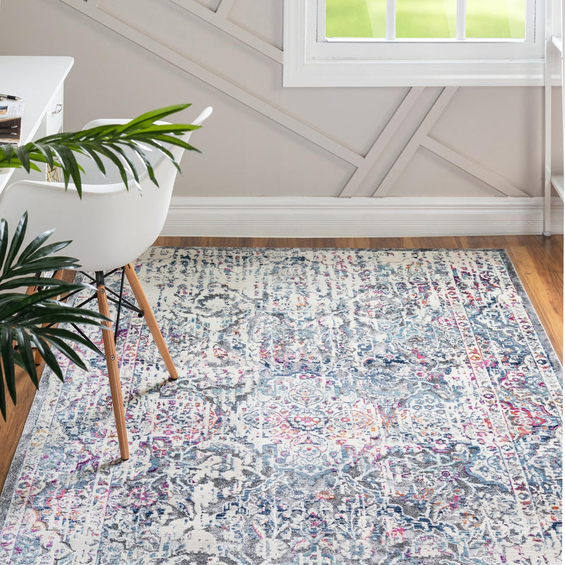 Prague Tapestry Collection Area Rug -  Pilsen Rectangle Gray  lifestyle 3