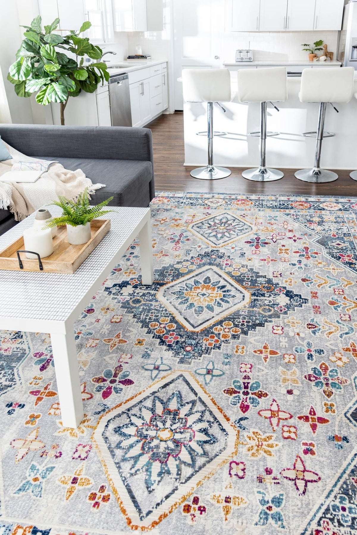 Prague Tapestry Collection Area Rug -  Sumava Rectangle Light Gray  lifestyle 24