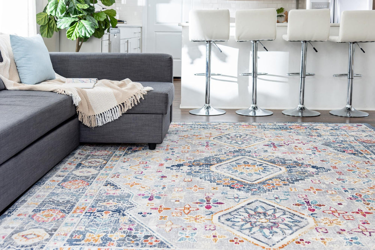 Prague Tapestry Collection Area Rug -  Sumava Rectangle Light Gray  lifestyle 27