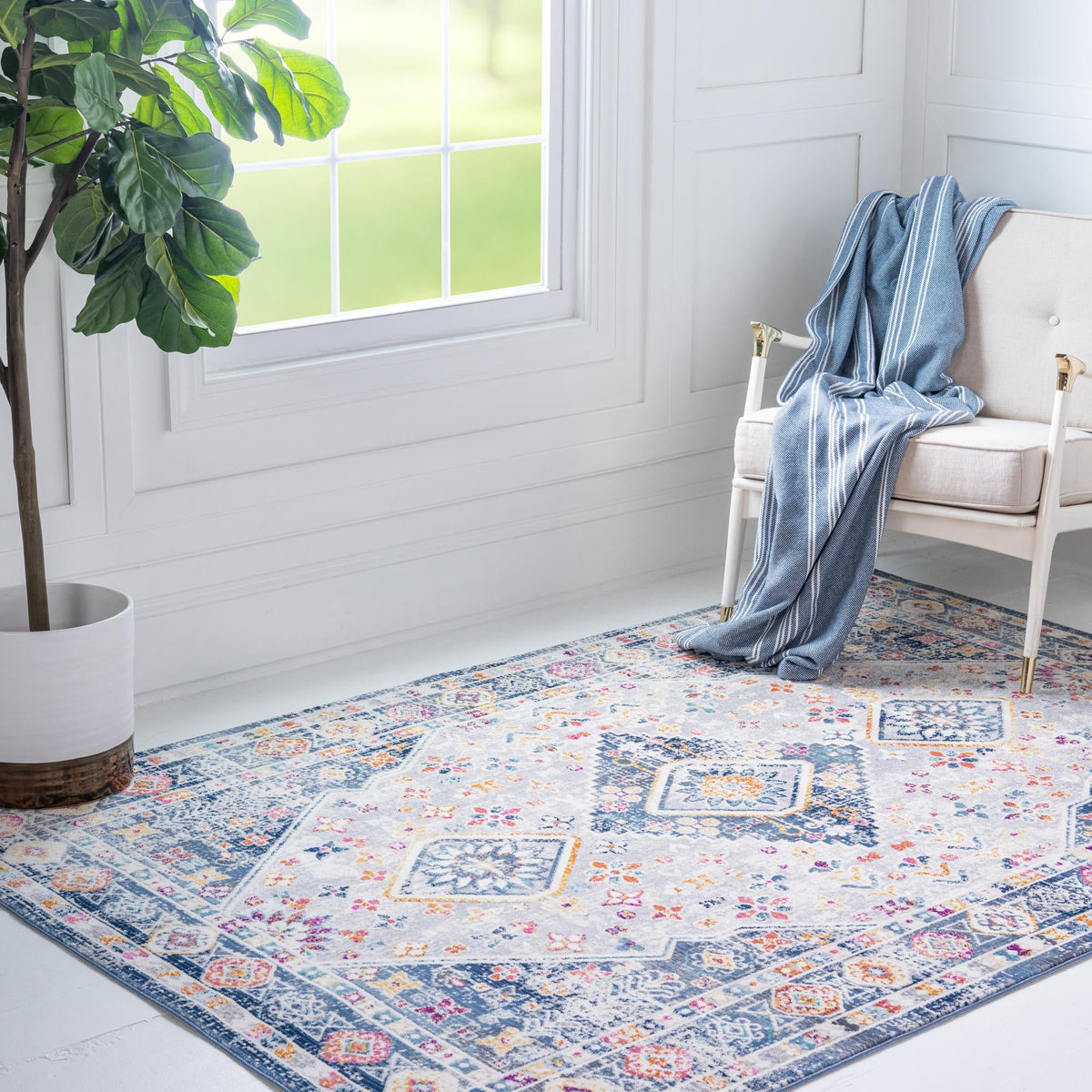 Prague Tapestry Collection Area Rug -  Sumava Rectangle Light Gray  lifestyle 4