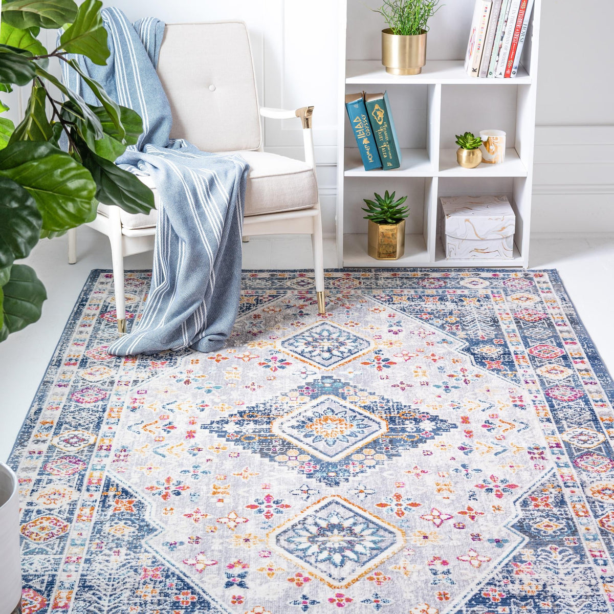 Prague Tapestry Collection Area Rug -  Sumava Rectangle Light Gray  lifestyle 6