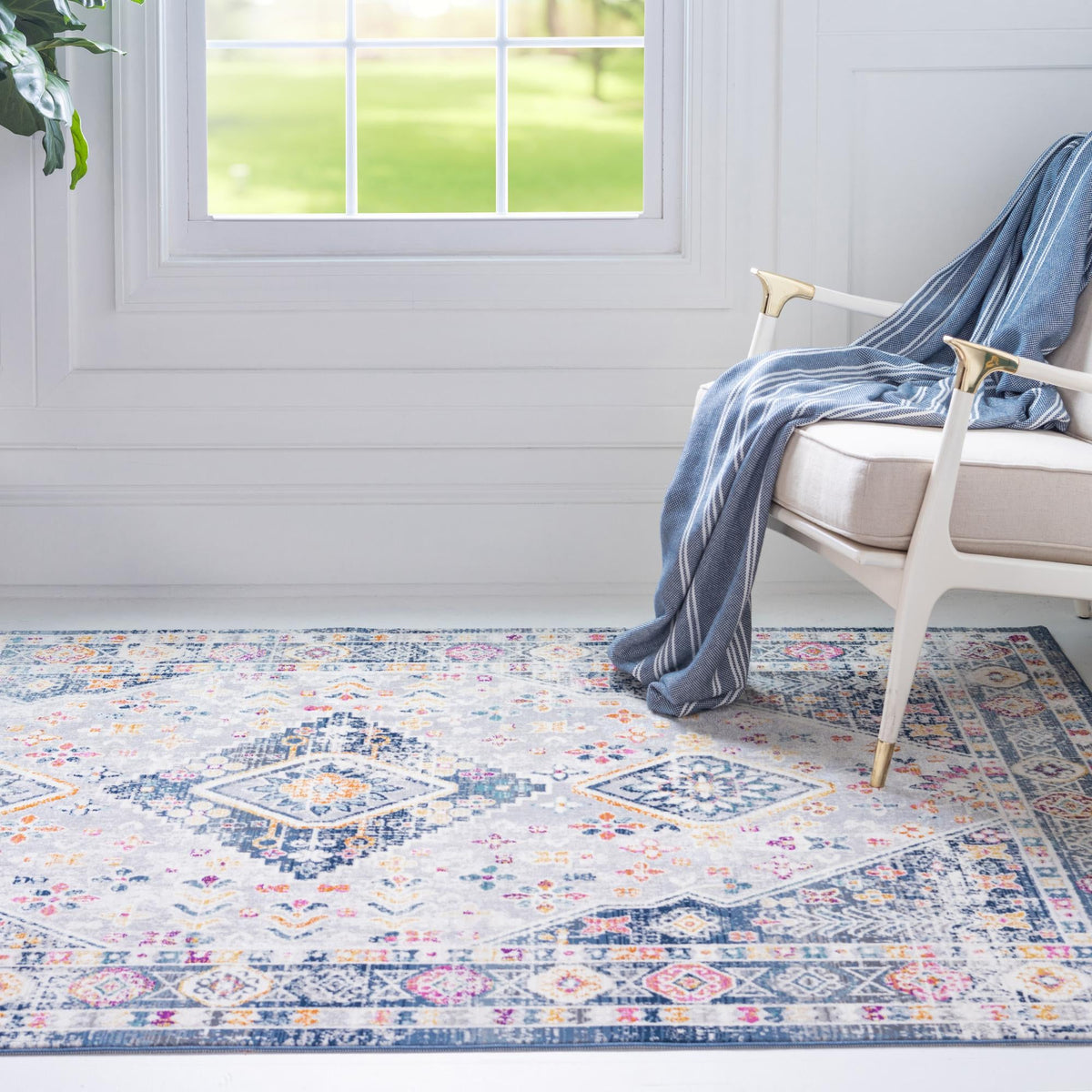 Prague Tapestry Collection Area Rug -  Sumava Rectangle Light Gray  lifestyle 8