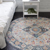 Prague Tapestry Collection Area Rug -  Sumava Round Light Gray  lifestyle 47