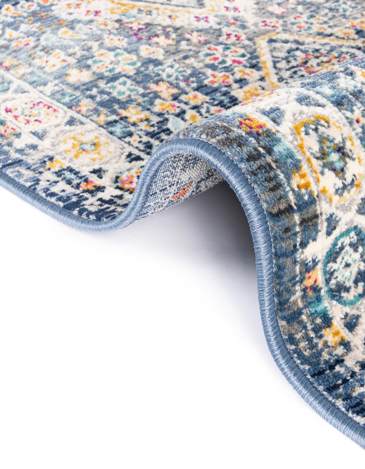Prague Tapestry Collection Area Rug -  Sumava Round Blue  lifestyle 68