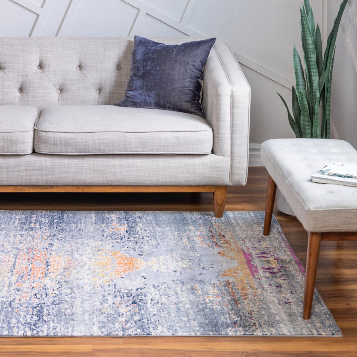 Prague Tapestry Collection Area Rug -  Vltava Rectangle Gray  lifestyle 8