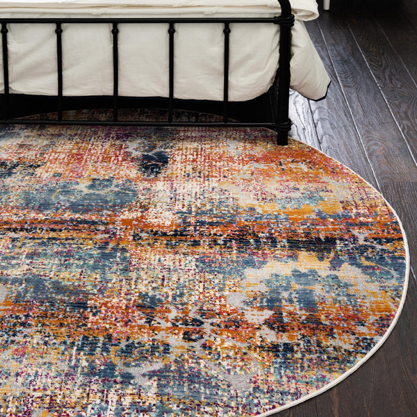 Prague Tapestry Collection Area Rug -  Bohemia Round Multi  lifestyle 33