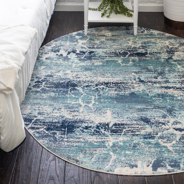 Prague Tapestry Collection Area Rug -  Bohemia Round Blue  lifestyle 41
