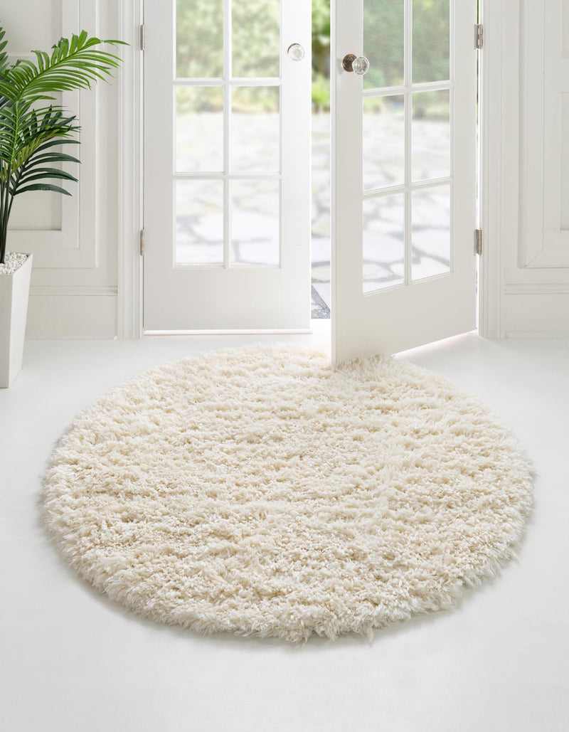 Eternal Plush Oasis Collection Area Rug -  Tranquility (Pearl) Round Pearl  lifestyle 6