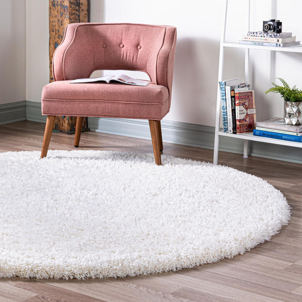 Eternal Plush Oasis Collection Area Rug -  Tranquility (Pearl) Round Pearl  lifestyle 12