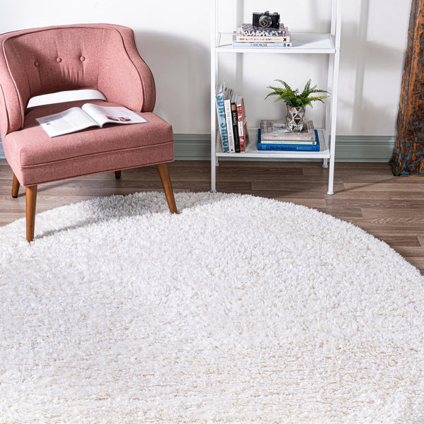 Eternal Plush Oasis Collection Area Rug -  Tranquility (Pearl) Round Pearl  lifestyle 15