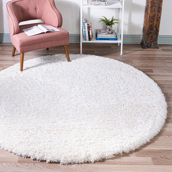 Eternal Plush Oasis Collection Area Rug -  Tranquility (Pearl) Round Pearl  lifestyle 18