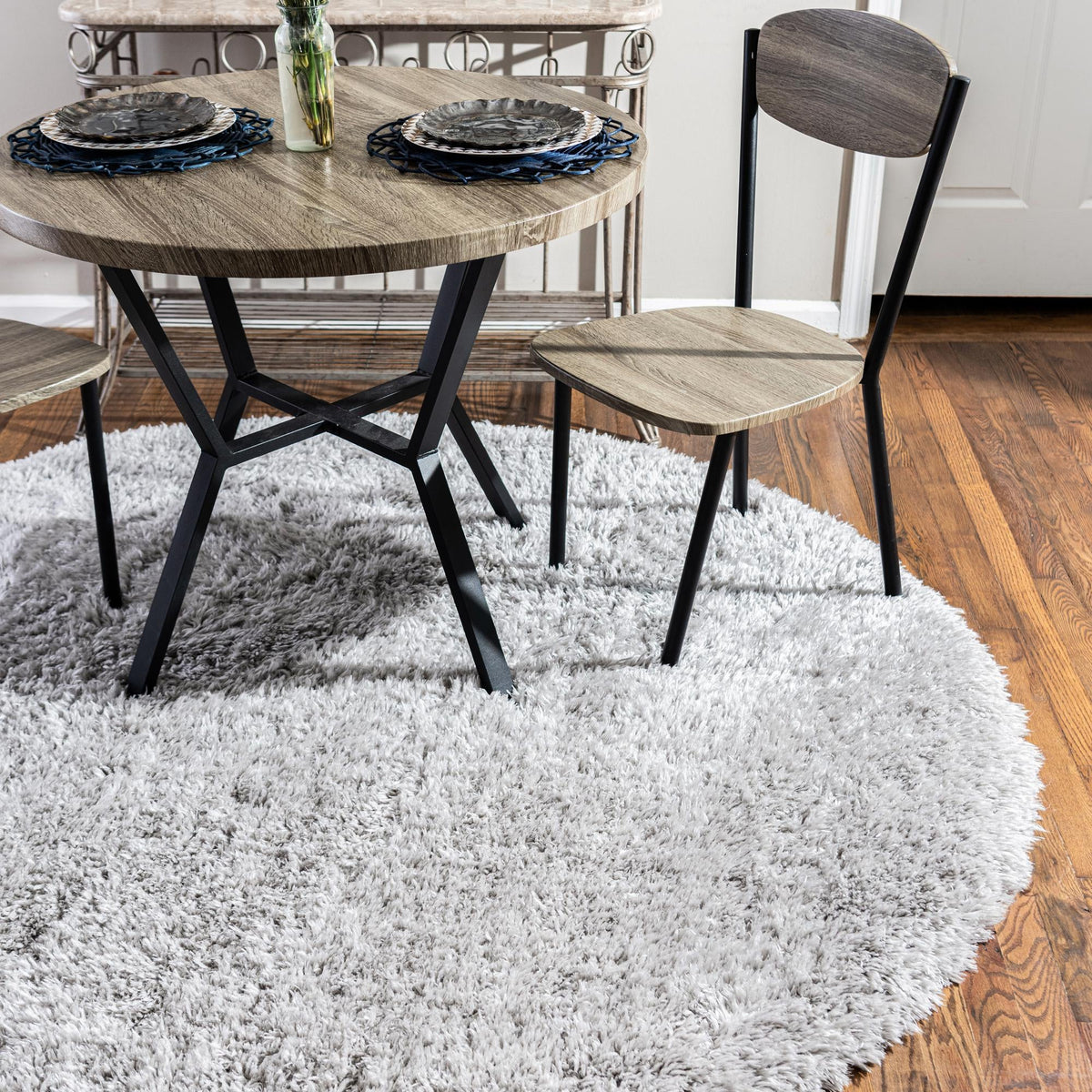 Eternal Plush Oasis Collection Area Rug -  Tranquility (Ash) Round Ash  lifestyle 10