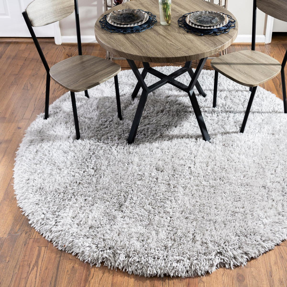 Eternal Plush Oasis Collection Area Rug -  Tranquility (Ash) Round Ash  lifestyle 13