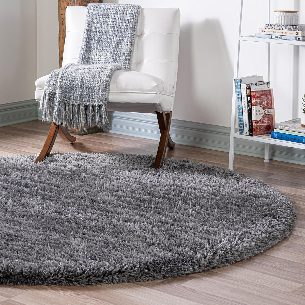 Eternal Plush Oasis Collection Area Rug -  Tranquility (Smoke) Round Smoke  lifestyle 29