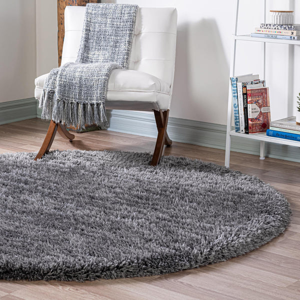 Eternal Plush Oasis Collection Area Rug -  Tranquility (Smoke) Round Smoke  lifestyle 29