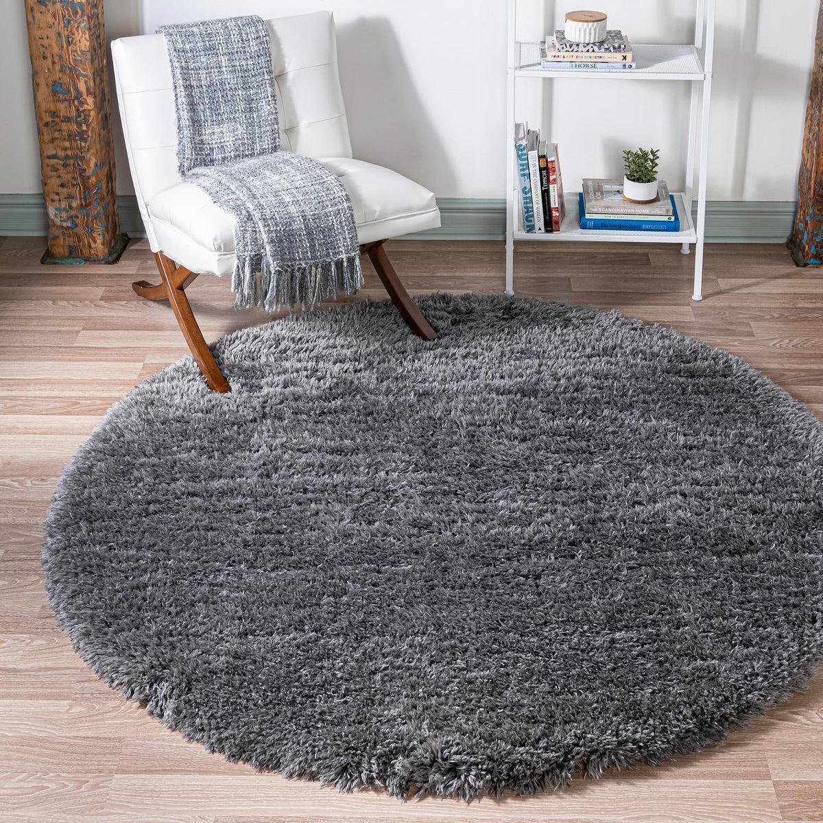 Eternal Plush Oasis Collection Area Rug -  Tranquility (Smoke) Round Smoke  lifestyle 32
