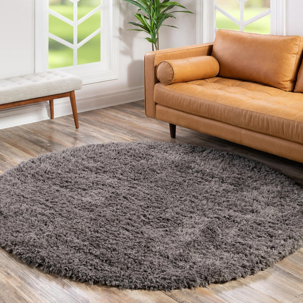 Eternal Plush Oasis Collection Area Rug -  Tranquility (Smoke) Round Smoke  lifestyle 66