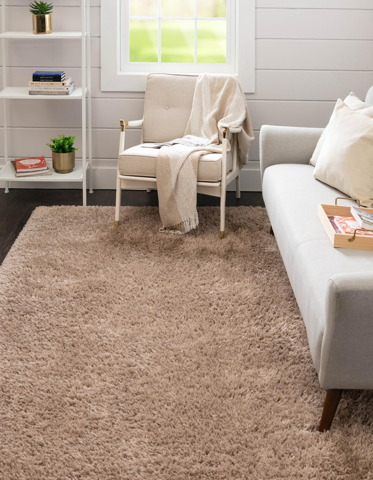 Eternal Plush Oasis Collection Area Rug -  Tranquility (Khaki) Rectangle Khaki  lifestyle 3