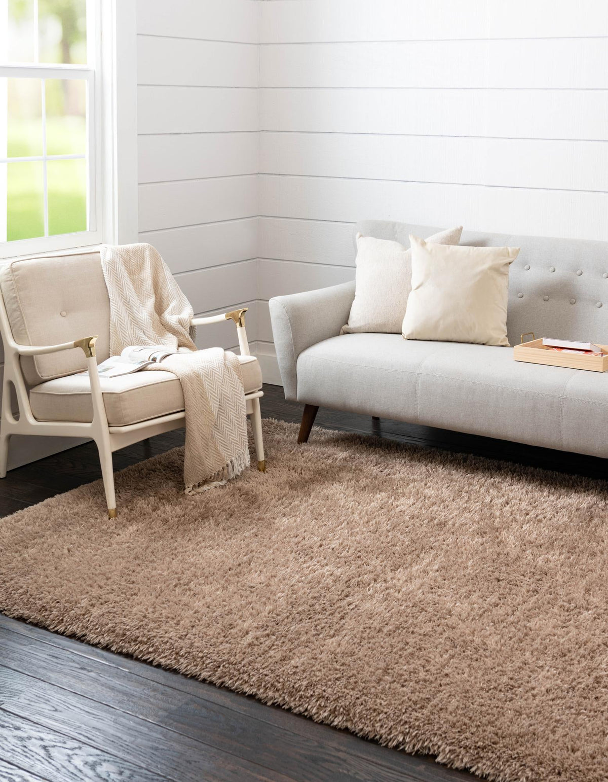 Eternal Plush Oasis Collection Area Rug -  Tranquility (Khaki) Rectangle Khaki  lifestyle 4